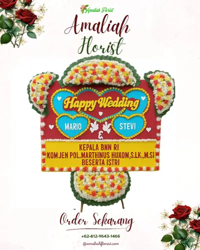 Karangan Papan Bunga Pernikahan di Wonopringgo